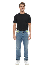 Blue Straight Mid Rise Jeans 1
