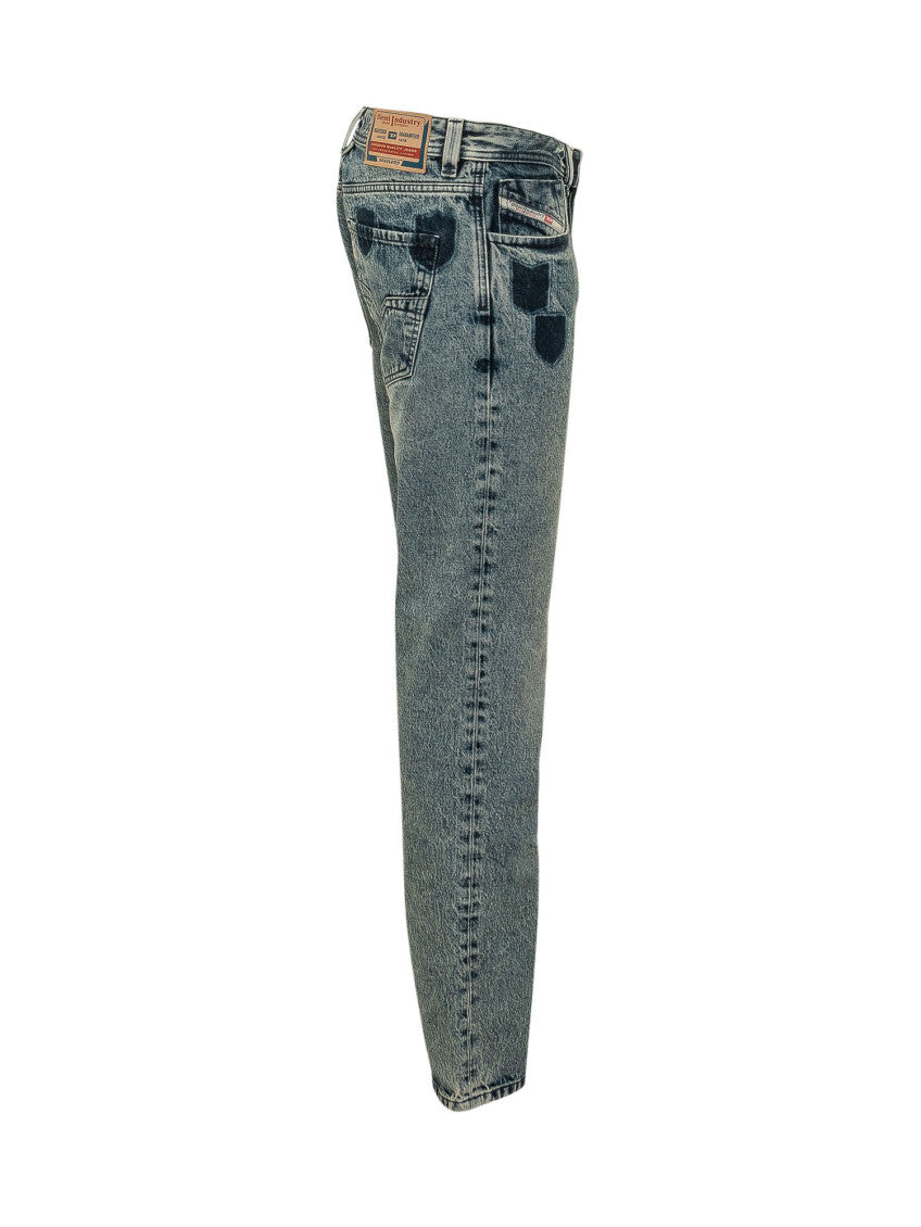 Blue Straight Mid Rise Jeans 3