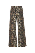 Printed stretch denim wide-leg jeans 1
