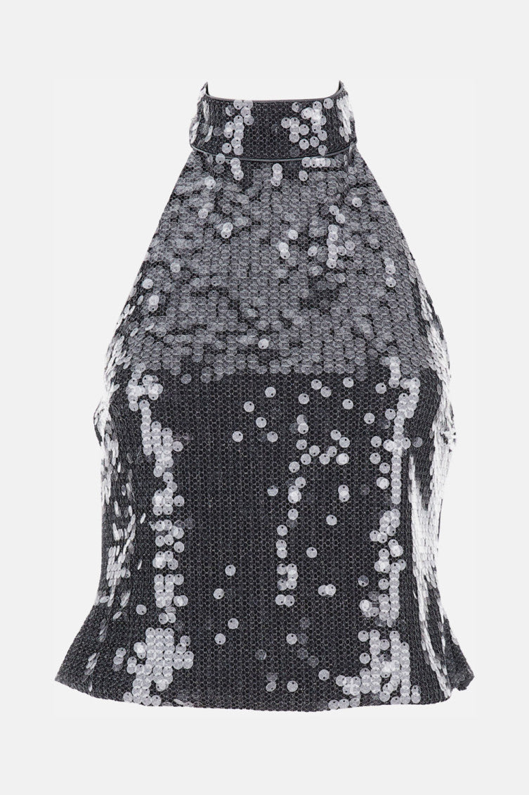 Grey Sleeveless Sequin Top 1