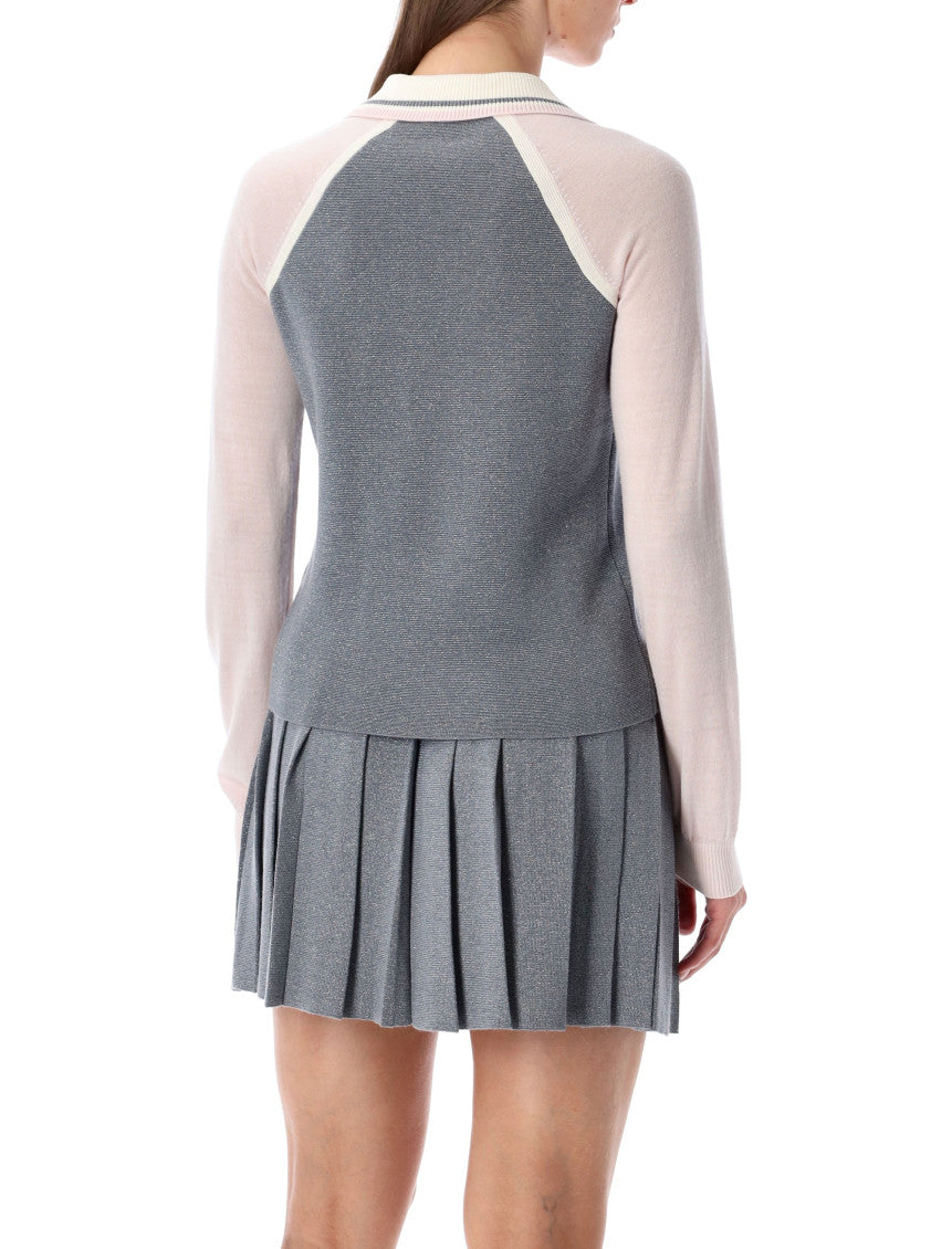 Silver V-neck Polo Sweater 2