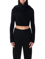 Black Cropped Knit Sweater 1