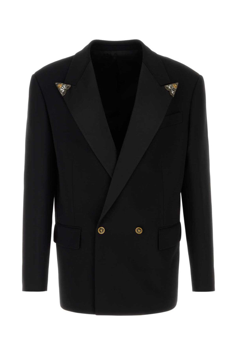 Black Peaked Lapel Blazer 1