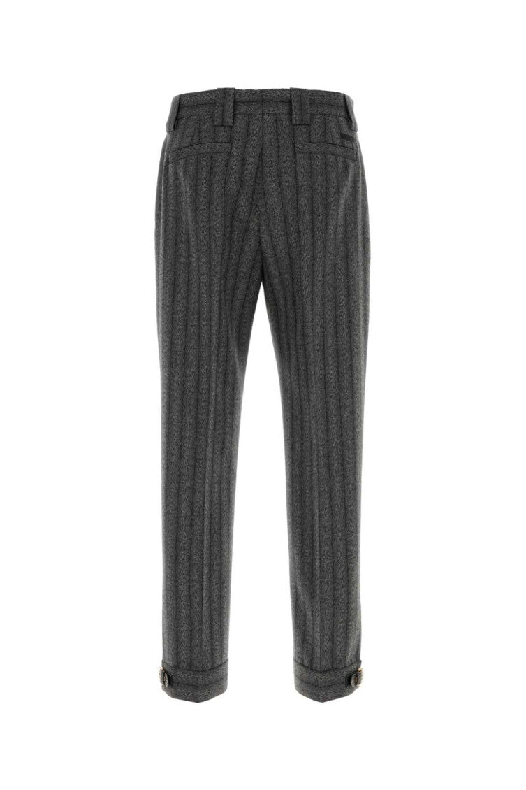 Grey Slim Striped Pants 2