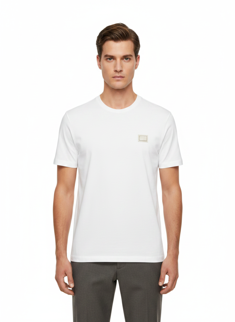 White Crew Neck T-Shirt 2
