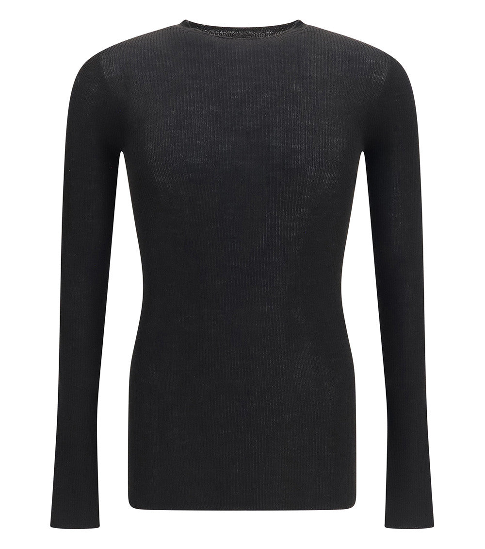 Black Slim Knitted Sweater 1
