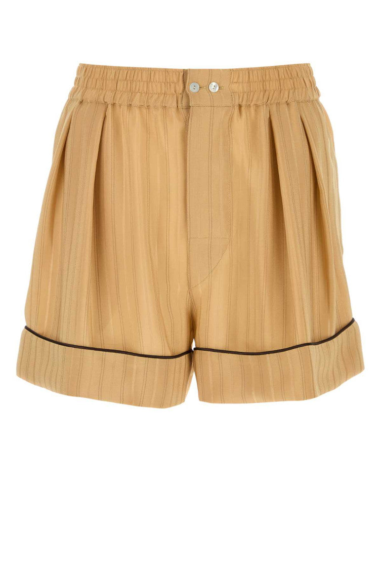 Brown Loose Striped Shorts 1
