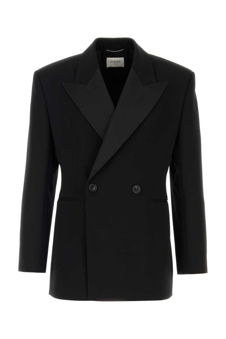 Black Peaked Lapel Blazer 1