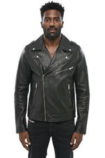 Black Solid Leather Jacket 1