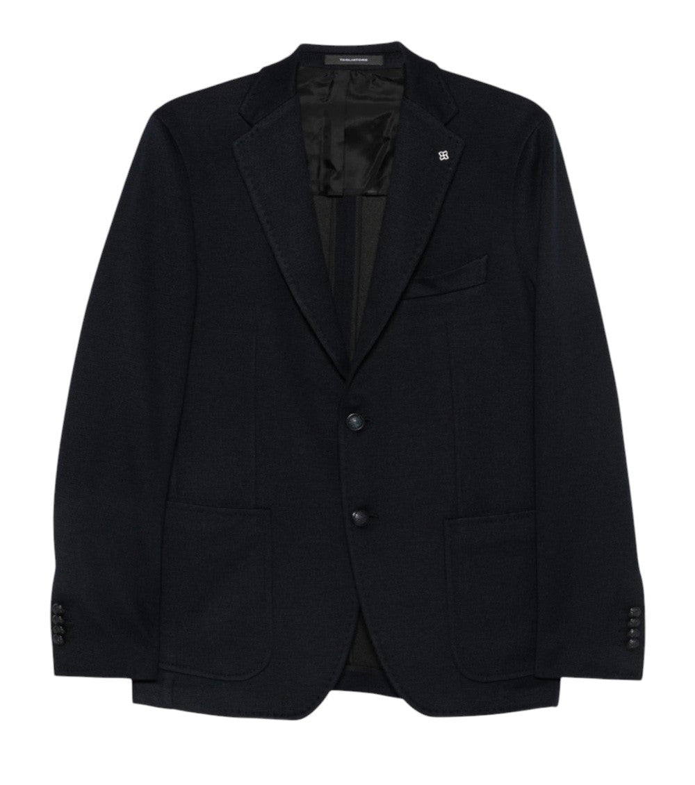 Dark Blue Notched Lapel Blazer 1