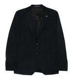 Dark Blue Notched Lapel Blazer 1