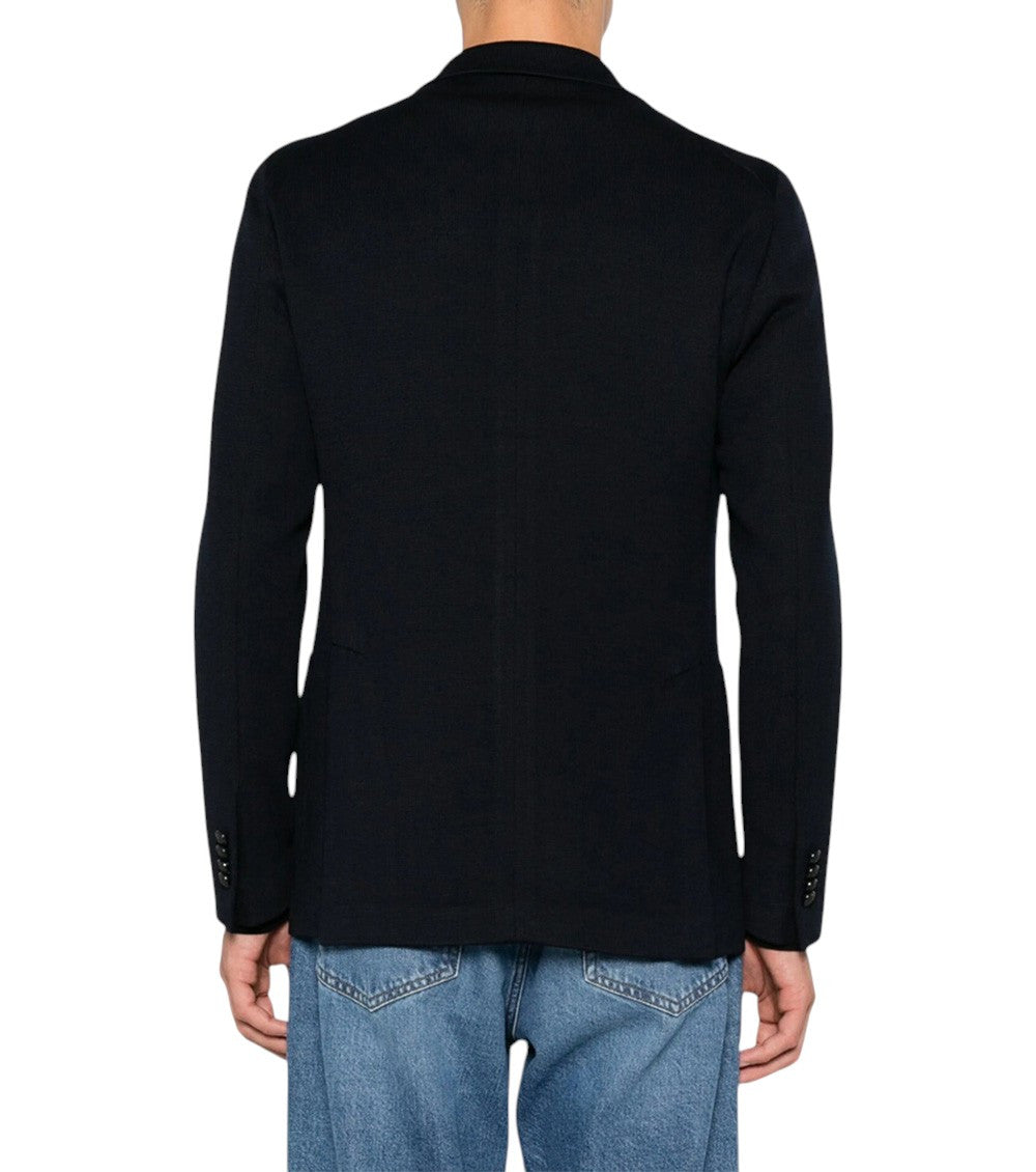 Dark Blue Notched Lapel Blazer 3
