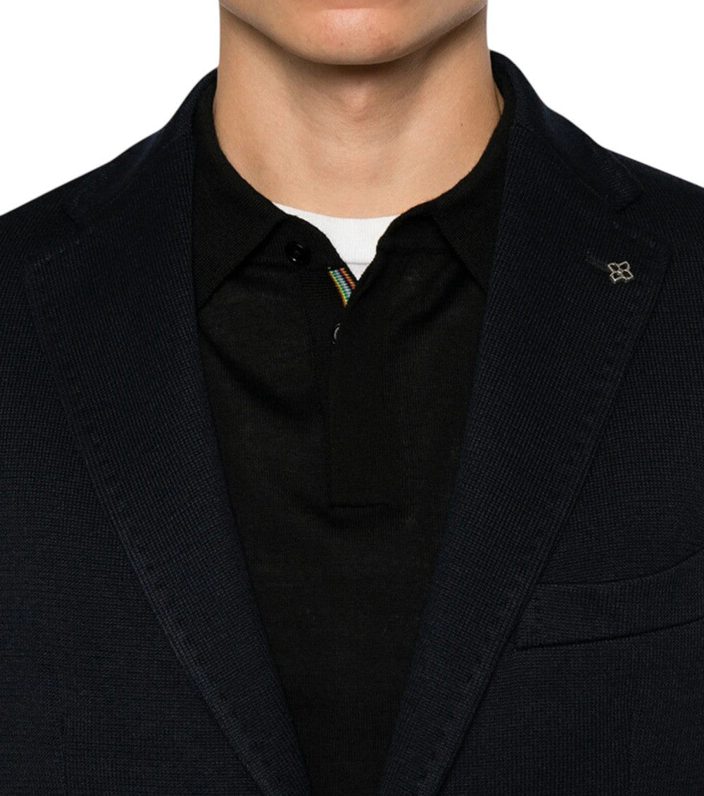 Dark Blue Notched Lapel Blazer 4