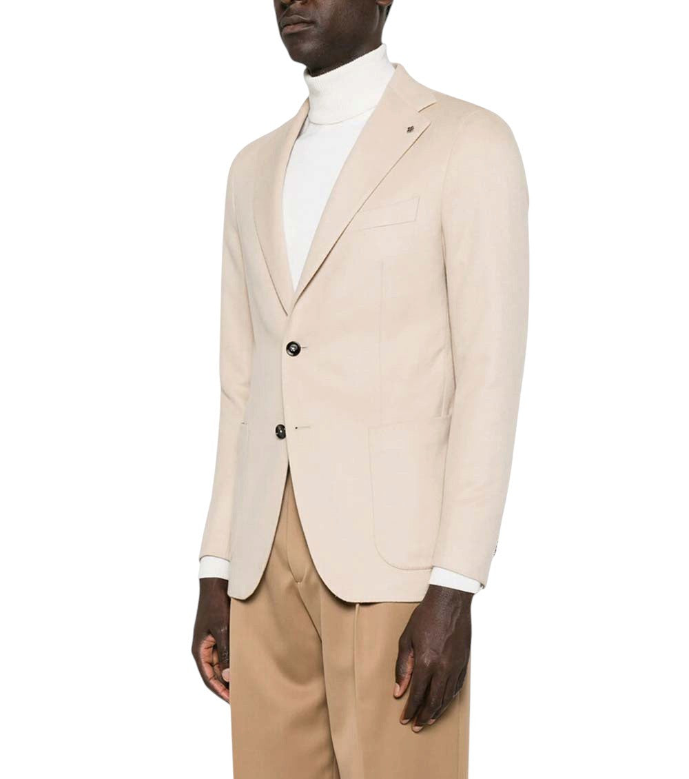 Beige Notched Lapel Blazer 2