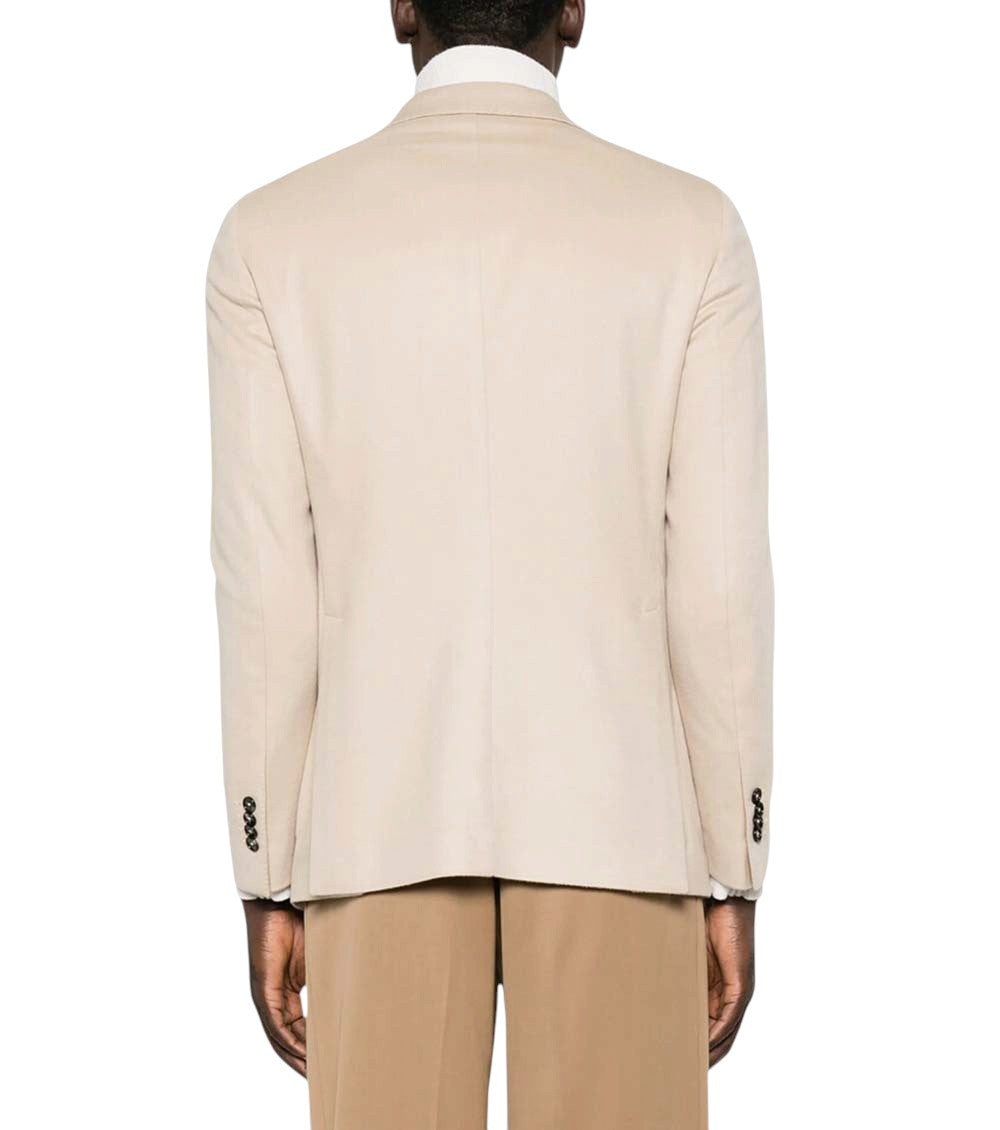 Beige Notched Lapel Blazer 3