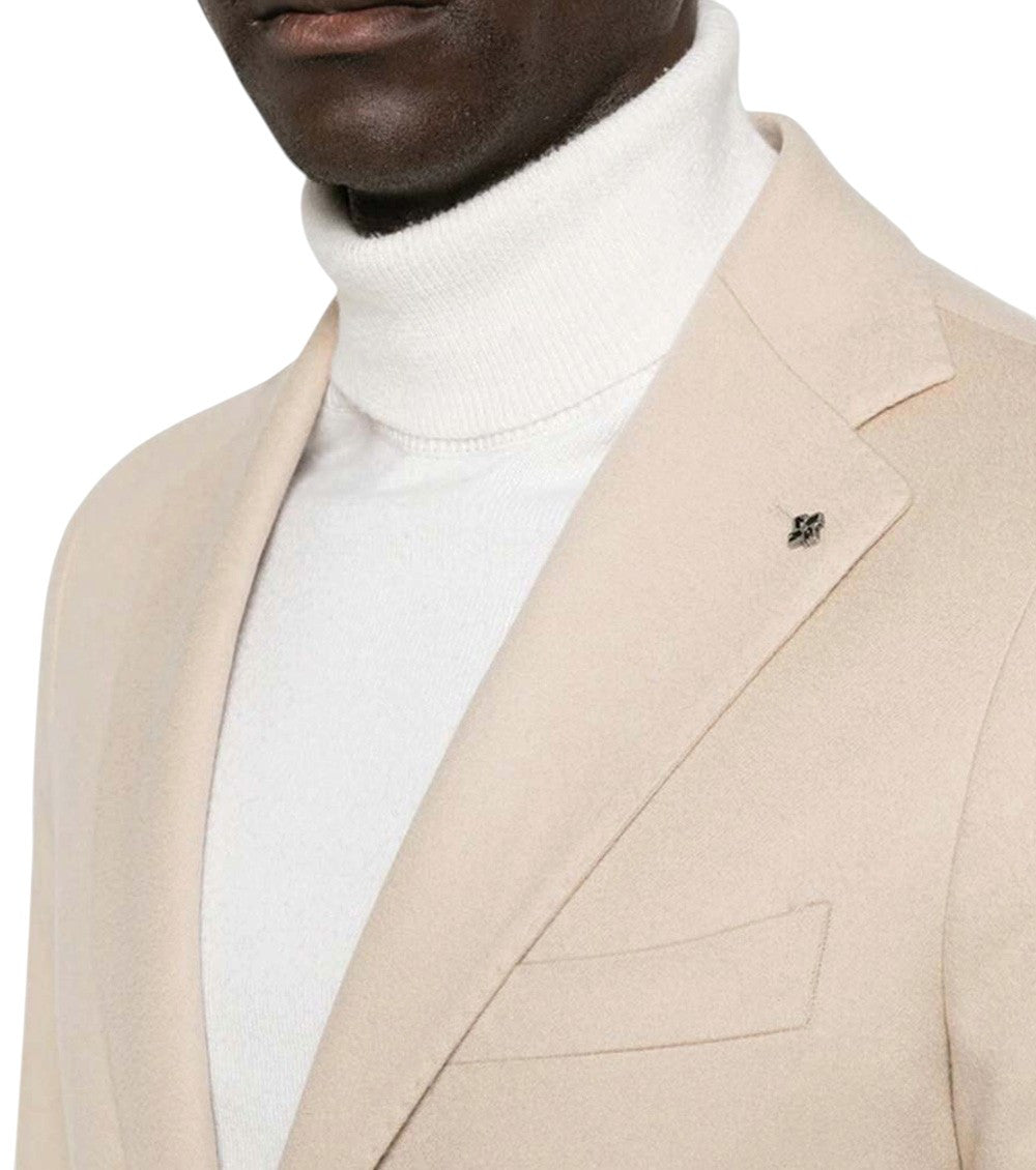 Beige Notched Lapel Blazer 4