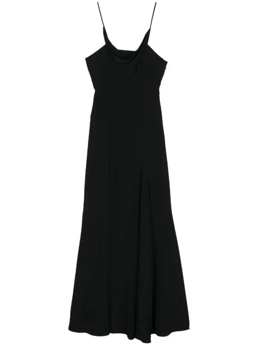 Black Cowl-neck Crepe Maxi Dress 1