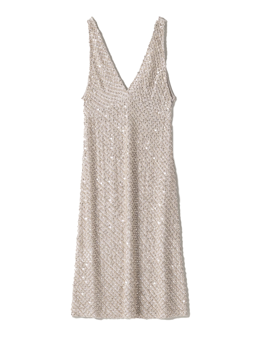 Grey embroidered chiffon dress 1