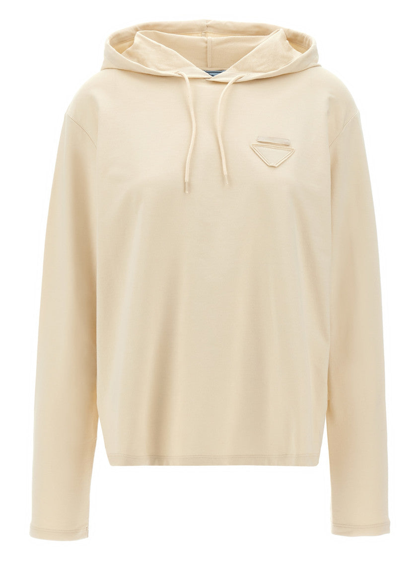 Beige Logo Patch Hoodie 1