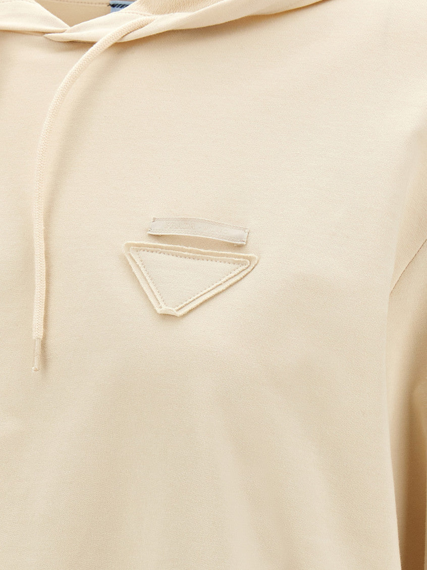 Beige Logo Patch Hoodie 4