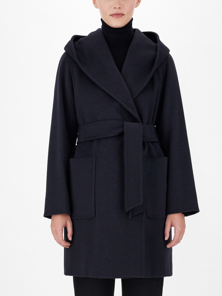 Navy Blue Rialto Wool Robe Coat 3