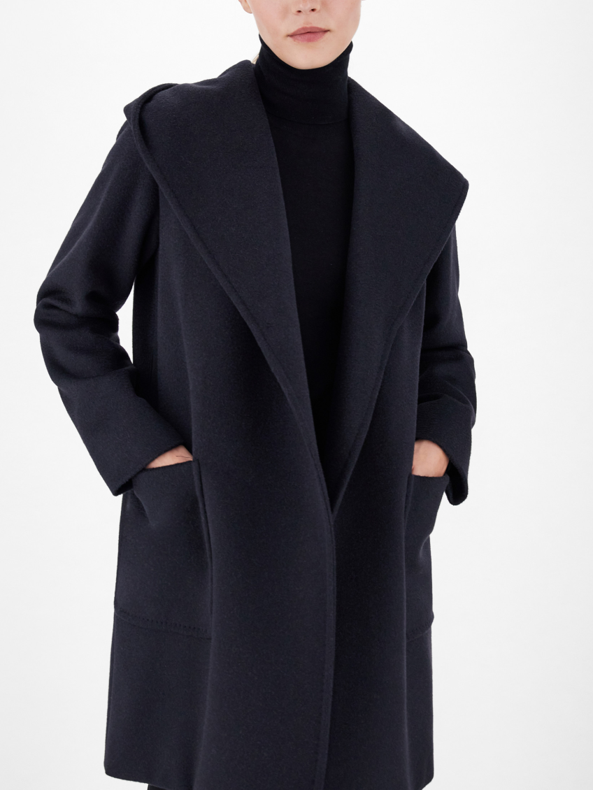 Navy Blue Rialto Wool Robe Coat 5