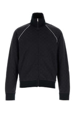 Navy Blue GG Nylon And Jersey Zip Jacket 1