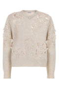 Beige Cutout Daisy Sweater 1