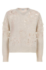 Beige Cutout Daisy Sweater 1