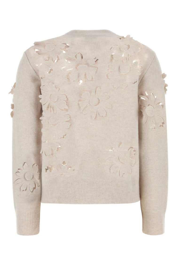 Beige Cutout Daisy Sweater 2