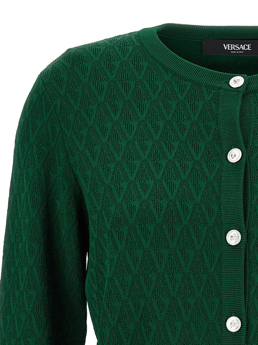 Green Crew Neck Cardigan 3