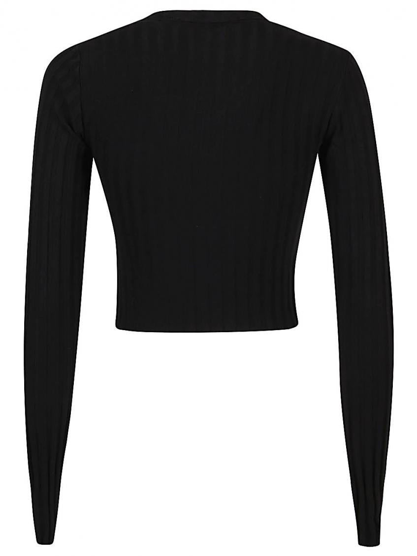 Black Black Asymmetrical Collar Crop Top 2