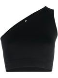 Black Black One-shoulder Cropped Top 1