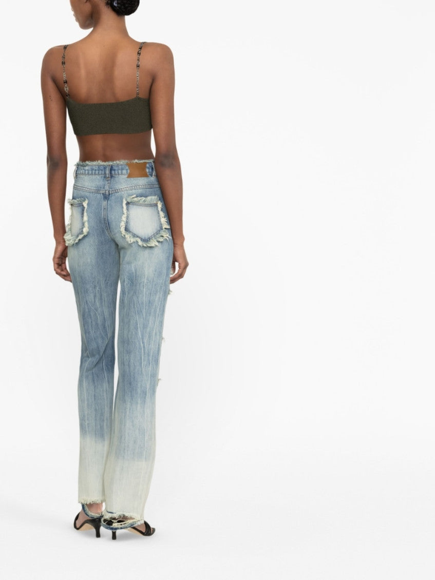 Blue Cut-out Detail Denim Jeans 2