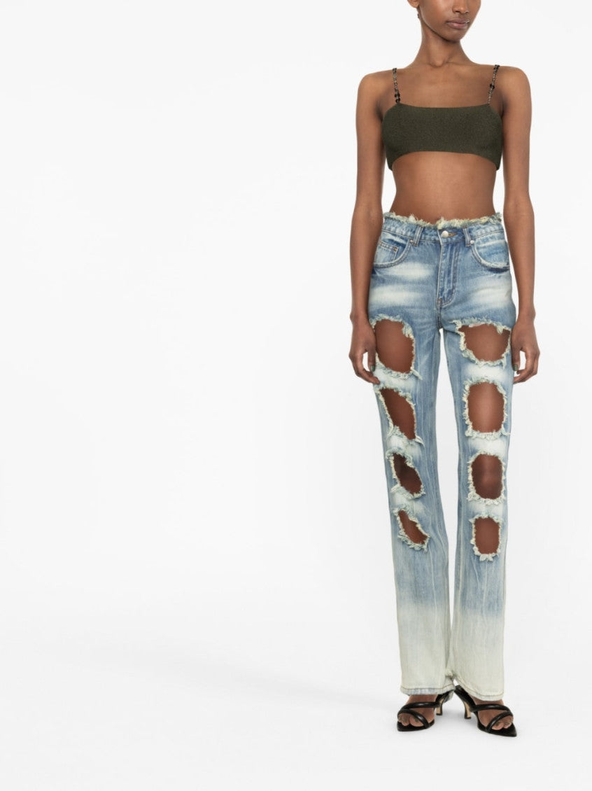 Blue Cut-out Detail Denim Jeans 3