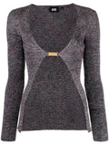 Dark Grey Dark Grey Logo Lurex Cardigan 1