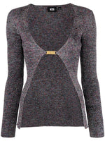 Dark Grey Dark Grey Logo Lurex Cardigan 1