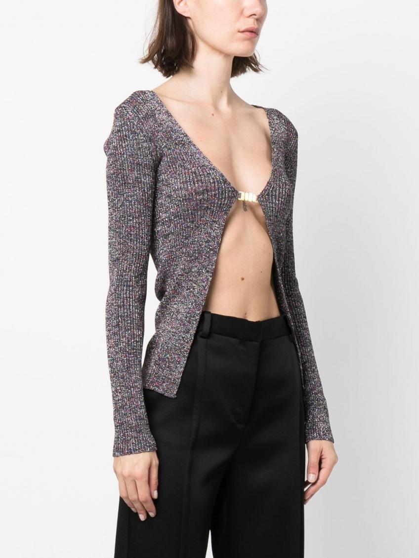 Dark Grey Dark Grey Logo Lurex Cardigan 2