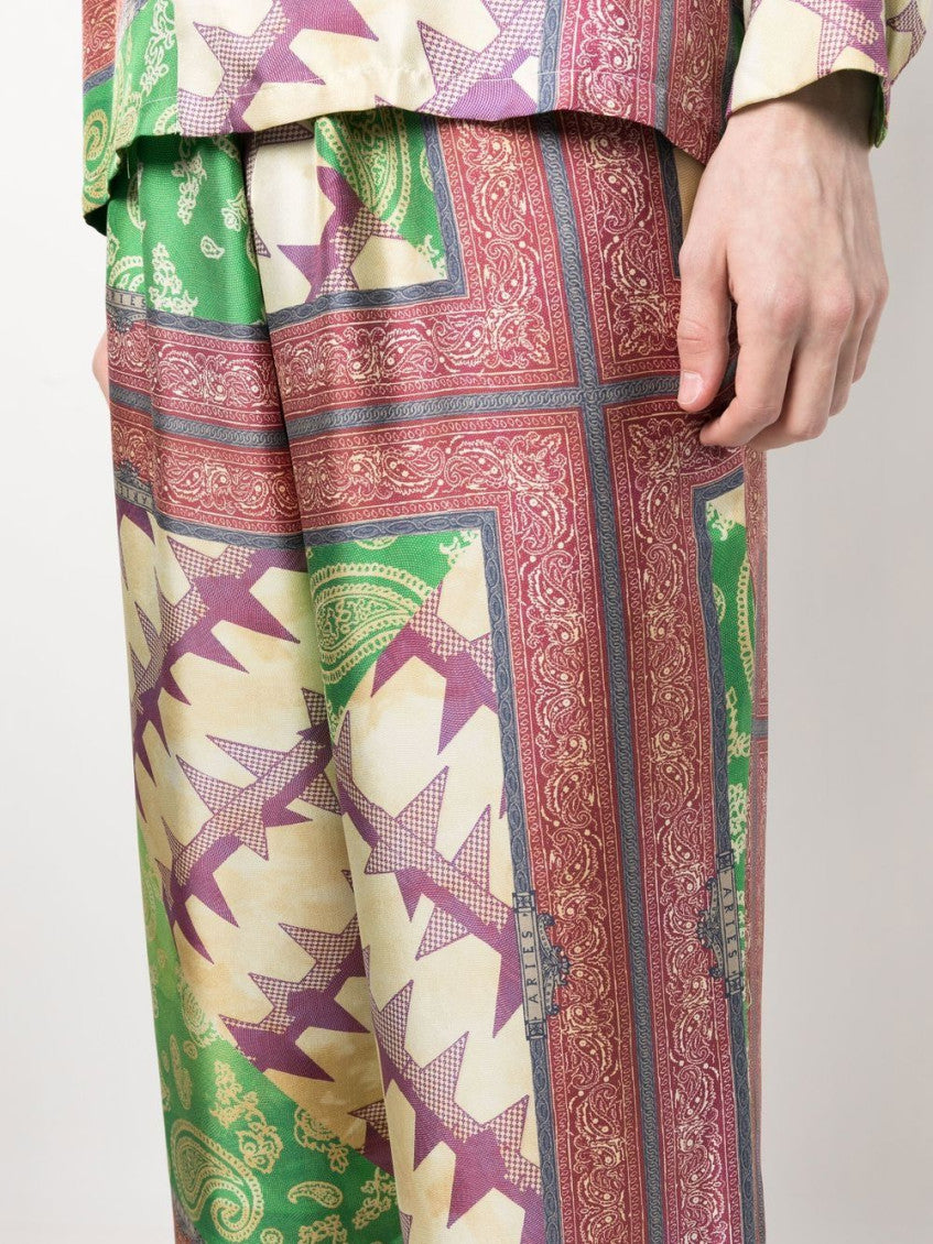 Multicolor Multicolour Printed Silk Trousers 2