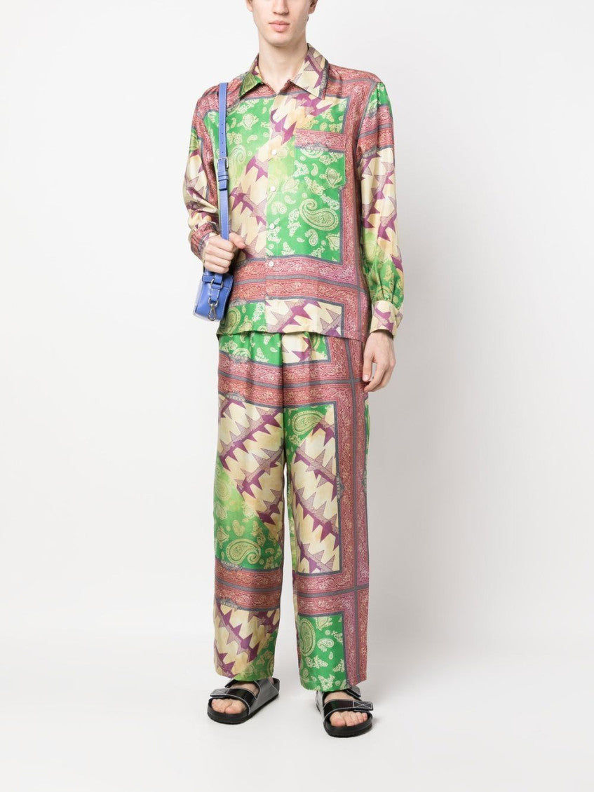 Multicolor Multicolour Printed Silk Trousers 4
