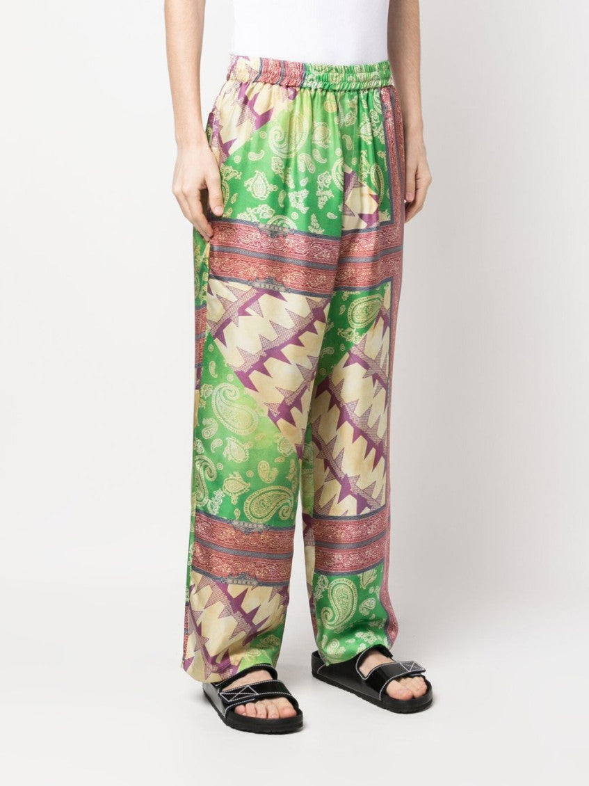 Multicolor Multicolour Printed Silk Trousers 5