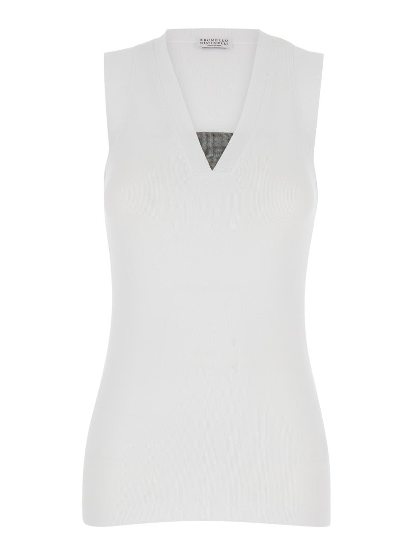 White V-neck tank top 1