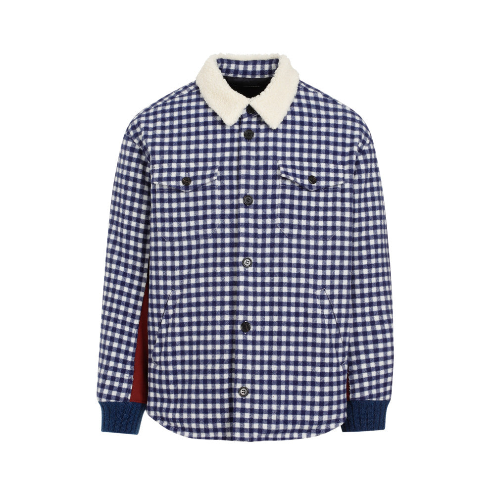 Navy Blue Wool-blend Bomber Jacket 1