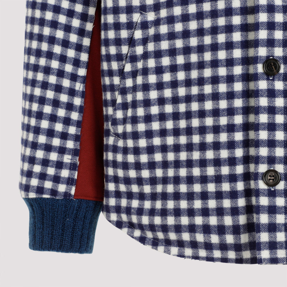 Navy Blue Wool-blend Bomber Jacket 5