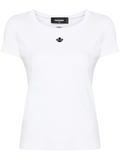 White Applique-logo Cotton T-shirt 1