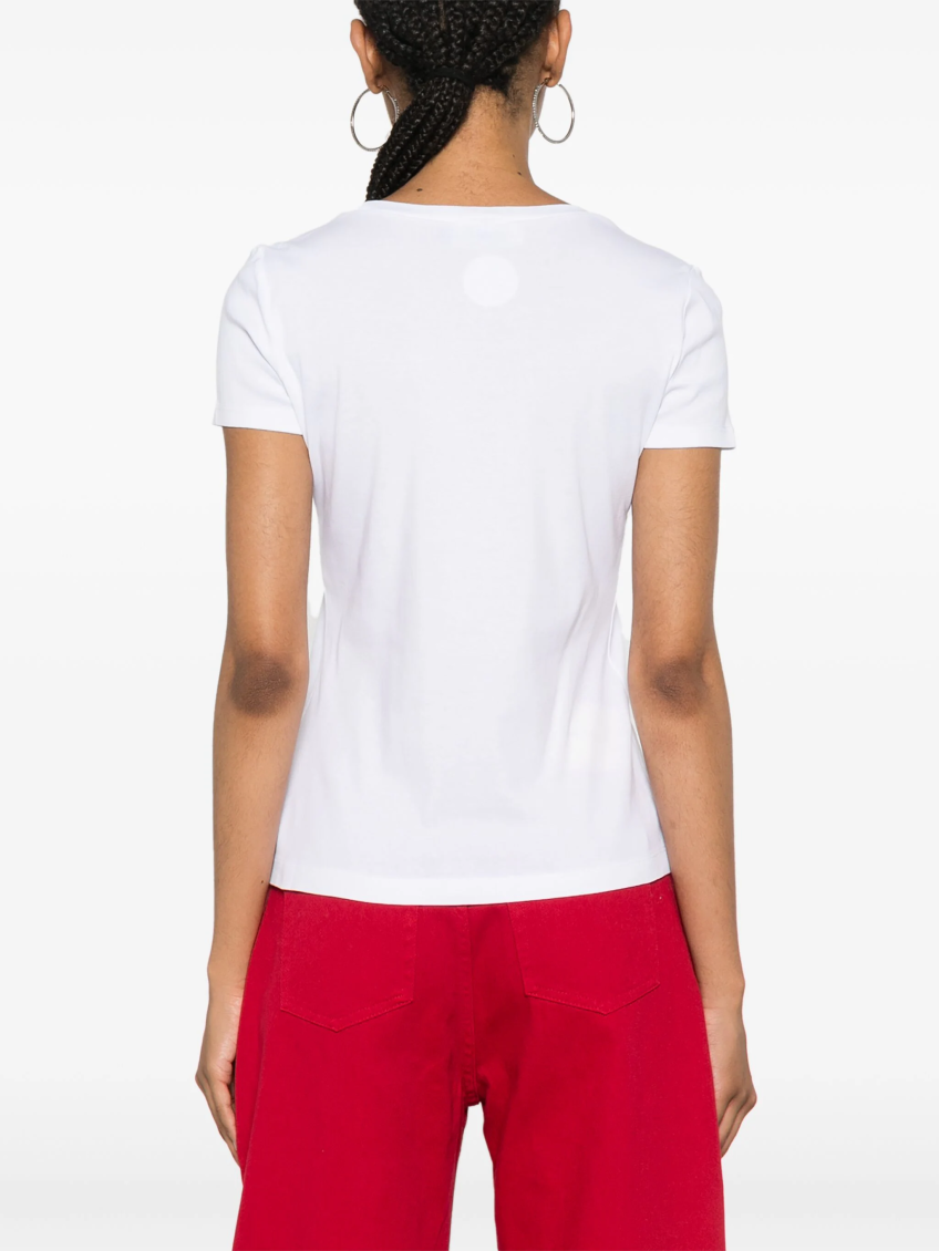 White Applique-logo Cotton T-shirt 4