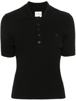 Black logo-patch knitted polo top 1
