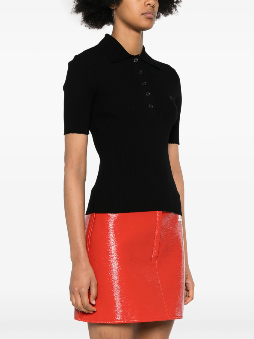Black logo-patch knitted polo top 3