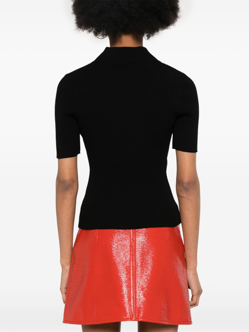 Black logo-patch knitted polo top 4