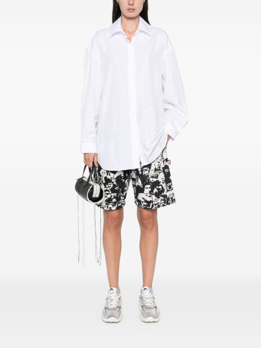 White Monogram-Embroidered Loose Shirt 2